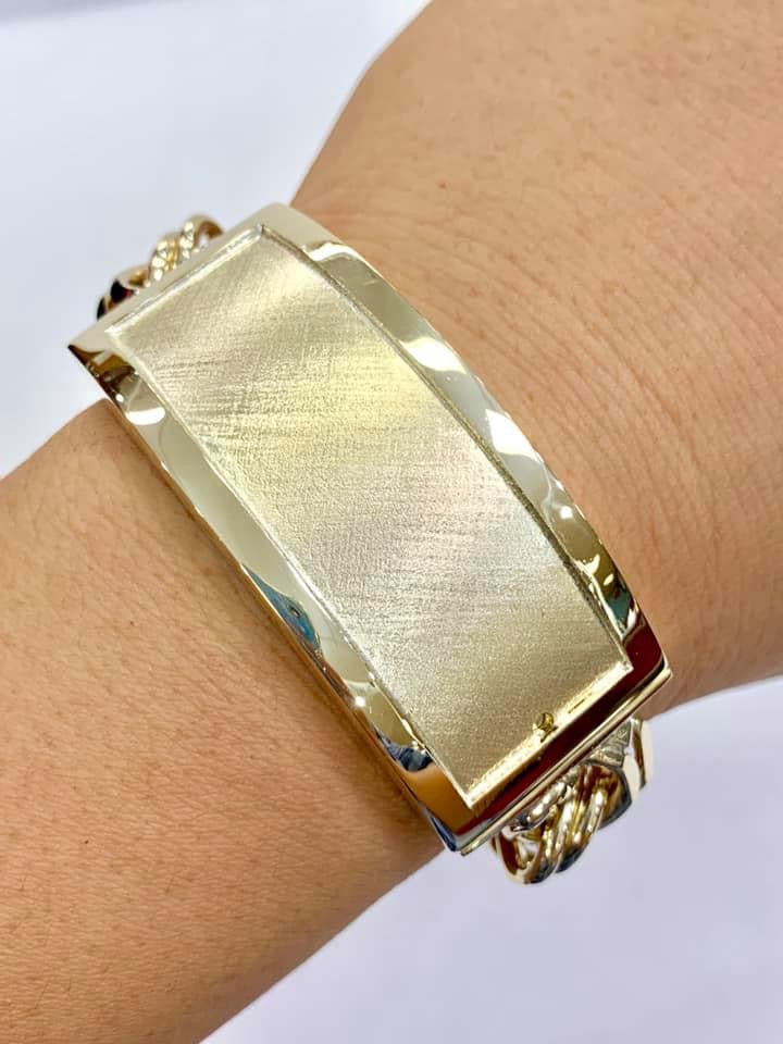 10 K Solid Gold Chino Bar Bracelet Man ID Bracelet 