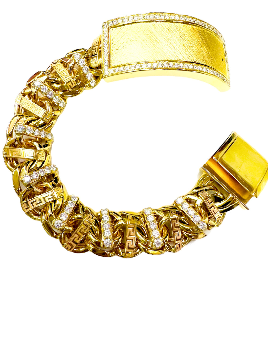 chino link bar 10k gold bracelet with moissanite 28 mm box