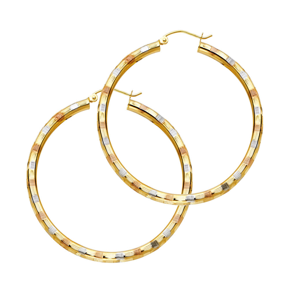 Hoop Earrings 14 Karat Gold Tri-Tone