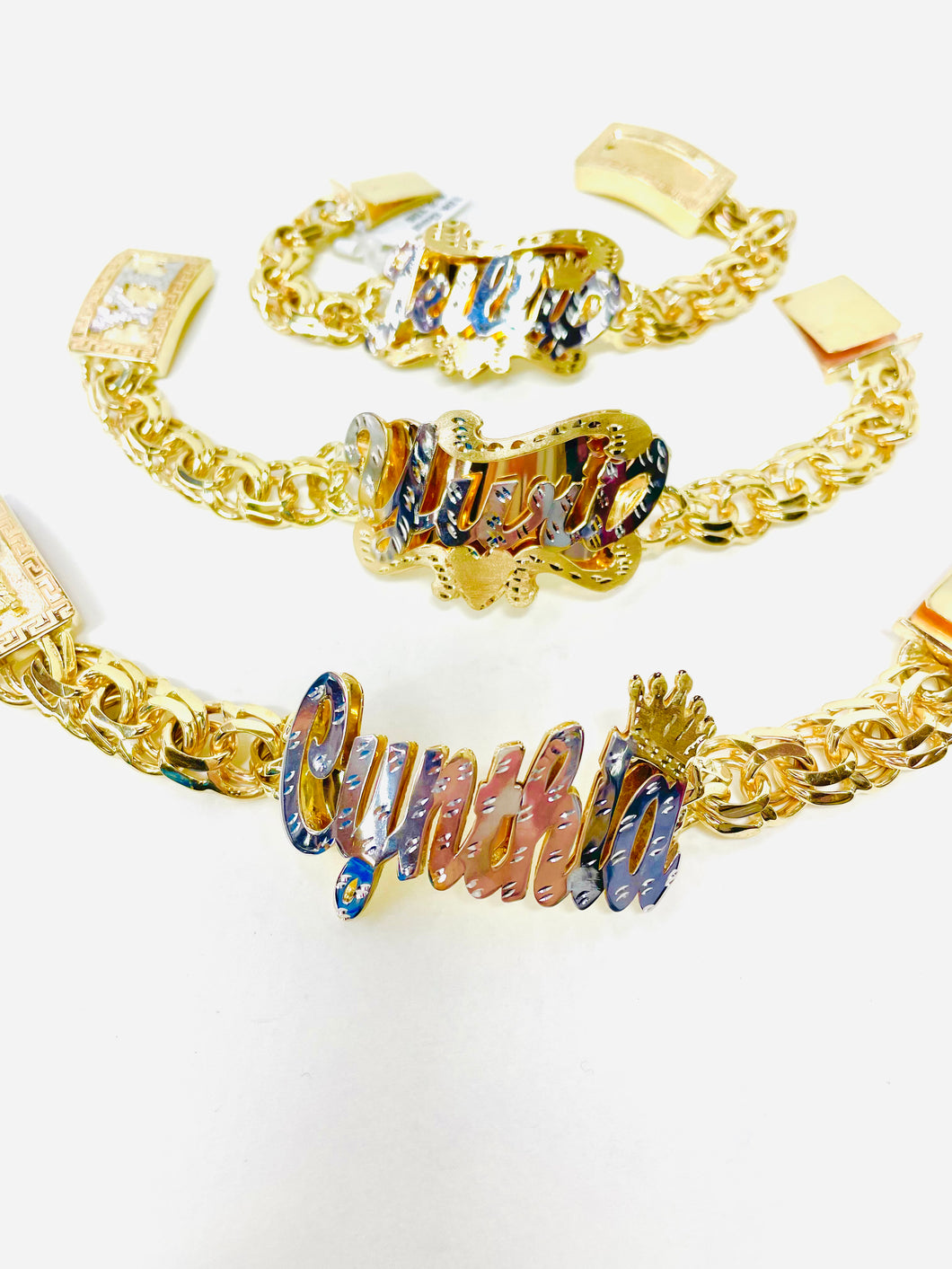 Chino link bracelet nameplate 9 Mm 10 karat gold