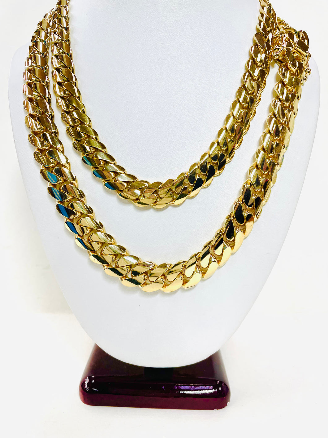 Miami Cuban Chain Necklace 10K 13 mm Yellow Gold