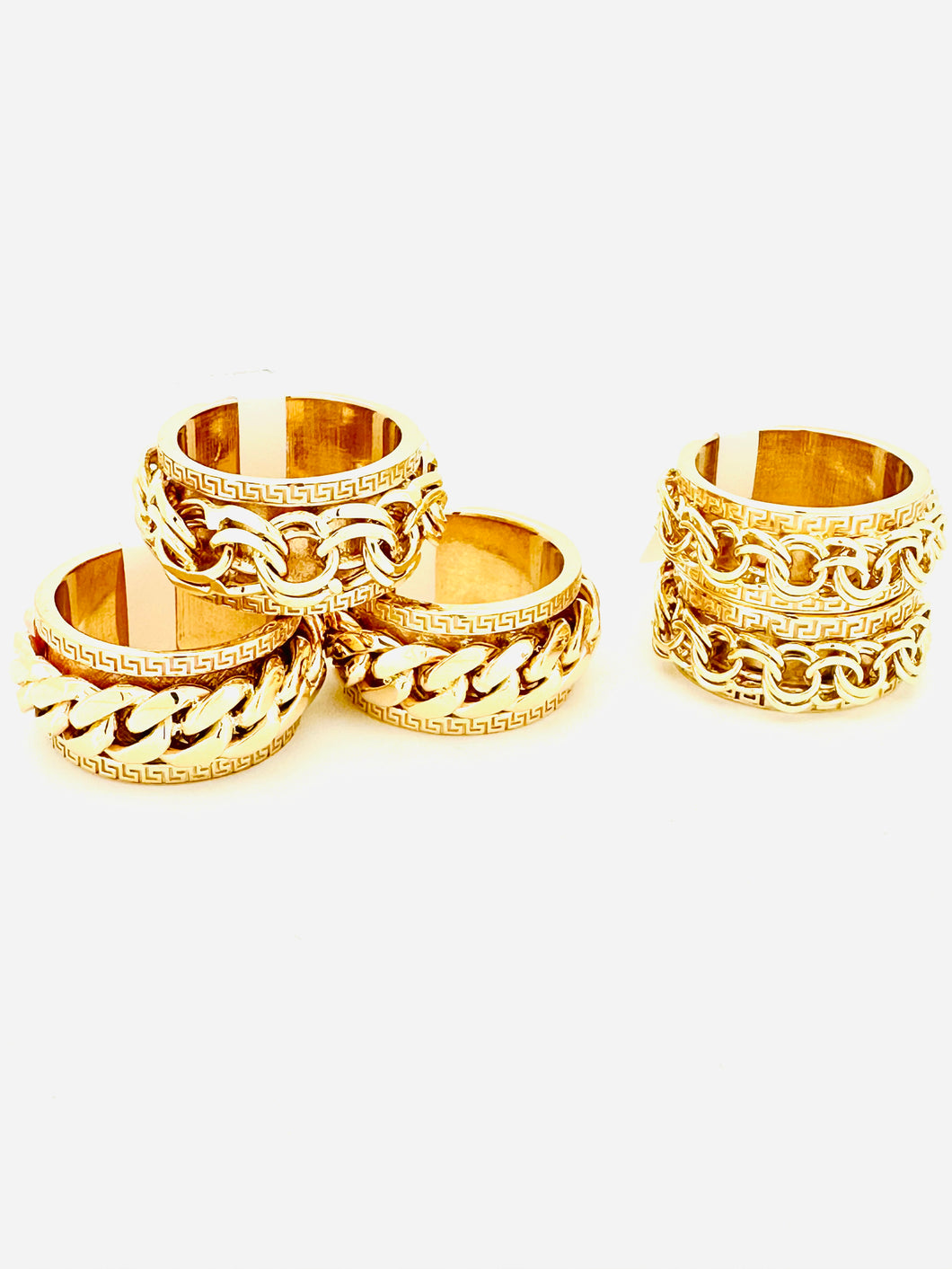 Custom chino link and Miami Cuban rings 10 karat gold
